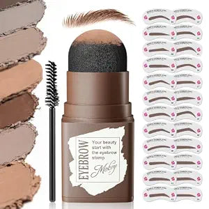 Eyebrow Stamp with Brush & Stencil Kit, Long-wear for Natural Eyebrow Color, Medium Brown
