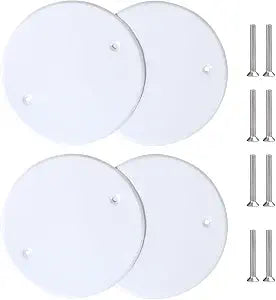 5 Inch White Metal Ceiling Blank-Up Cover, Cover Plate for 4 Inch Round/Octagon Box Openings on Ceilings or Walls, Holes are Spaced 3.5 Inches, Mounting Screws Included (4 Pack)