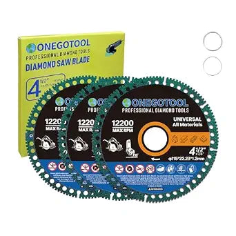 4-1/2 inch Indestructible Cutting Discs for Angle Grinder 7/8" Blades Cut Off Wheels Diamond Tool Metal rebar Porcelain Tile Granite Marble Smooth Cutter (3pcs)