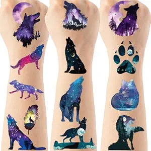 Over 200 Wolf Party Temporary Tattoos