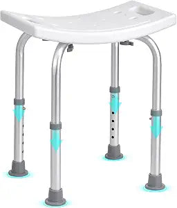 VEVOR Shower Stool, Height-Adjustable Bath Chair with Integrated Grips, Safe Seating Solution for Showers or Bathtubs, Anti-Slip Bathroom Bench for Seniors, Disabled, 350 lb Limit