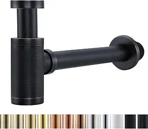 RANDOM Brass Contemporary Round Bottle P Trap 1 1/4,Basin Sink Waste Drain P Trap Kit (Oil Rubbed Bronze)