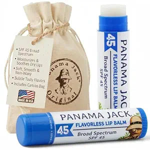 Panama Jack SPF 45 Sunscreen Lip Balm, Moisturizing, Flavorless, 2 Pack