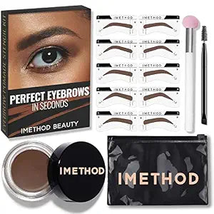 iMethod Eyebrow Stamp and Eyebrow Stencil Kit - Eye Brow Stamping Kit, Brow Stamp Kit, Brow Stencil and Stamp Kit, Brow Trio Eyebrow Kit, Perfect Bushy Eyebrows, Medium Brown