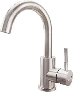 Bathroom Faucet Single Hole, 304 Stainless Steel Bar Sink Faucet, Brushed Nickel Prep Wet Small Mini Kitchen Sink Faucets Single Handle for RV Farmhouse Vanity Lavatory