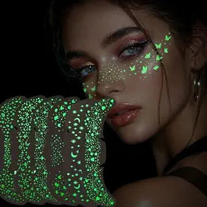 Halloween Glow Dark Face Stickers Star Moon Butterfly Heart Freckles