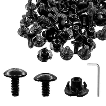 60 Pcs Black 3 Prong T-Nuts Gun Holster Screw Kits #8-32 x 5/16" & 3/8" for Safari Land QLS System/Holster, Kydex, Leather Gun Holsters & Knife Sheaths, Wood
