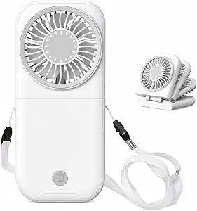 Foldable Neck Fan, High Speed Mini Handheld Fan with 9880RPM Turbo Motor, 4-Gear Portable Personal Cooling Fan for Travel Office Gym Outdoor(Turbo White)