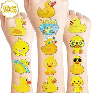 96 PCS Rubber Duck Pre Cut Temporary Tattoos for Kids