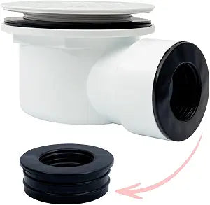 Low Profile Shower Drain Assembly Replacement, 2" PVC Side Outlet with Perforated Strainer Replacement for 1.5" or 2" Shower Base Drain