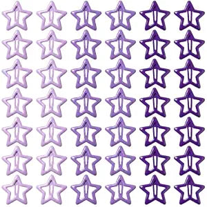 60 PCS Y2K Star Hair Clips,3 Colors Hollow Star Metal Snap Barrettes