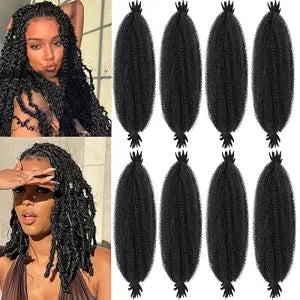 18inch Springy Afro Twist Hair 8 Packs Marley Twist Braiding Hair for Women