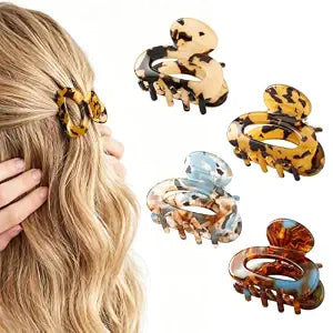 Small Hair Clips Tortoise Shell for Women, Acetate Hair Claw Clips, 4Pcs