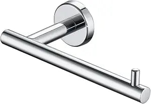 JQK Chrome Toilet Paper Holder, 5 Inch 304 Stainless Steel Thick 8mm Tissue Paper Dispenser for Bathroom, Hold Mega Rolls, Polished Chrome Wall Mount, TPH100-CH