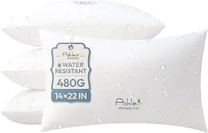 Outdoor Pillows 14 X 22 Pillow Inserts Pack of 4, Water-Resistant Decorative Premium Lumbar Pillow Stuffer Sham Waterproof Pillow for Sofa Couch, Porch Patio Living Room Bedroom Furniture