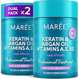 MAREE Hair Oil for Dry Hair Care 2 PACK Serum Capsules Anti Frizz 60 Ct