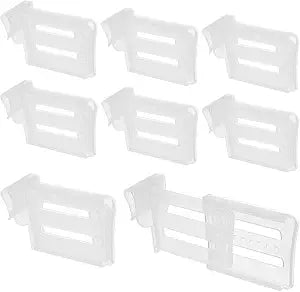 ASTIMESA 8 Pcs Adjustable Clear Fridge Divider Set, Retractable Fridge Door Organizer Clip, Snap-On Unexpanded: 3.1 x 1.9 Inches (8 x 5 cm) Expanded: 4.7 x 1.9 Inches (12 x 5 cm)