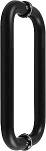 Back to Back Frameless Glass Shower Door Pulls, Fits 6-12mm(1/4"-1/2") Thickness Glass Doors, 8 Inch Mounting Hole Distance, Matte Black 304 Stainless Steel Door Handles for Bathroom