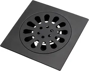 Black Stainless Steel Odor-Proof Floor Drain, Copper Bathroom Tile Insert Shower Drainer Removable Strainer Cover, Anti-Clogging Square Drain for Kitchen Balcony Garage