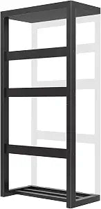 Bamboo Wall Blanket Ladder, 4-Tier Towel Racks, Blanket Holder with Anti-Slip Construction Home Decor, Decorative Blanket, Quilt, Towel, Scarf Ladder Shelves for Bathroom, Living Room, Bedroom, Black