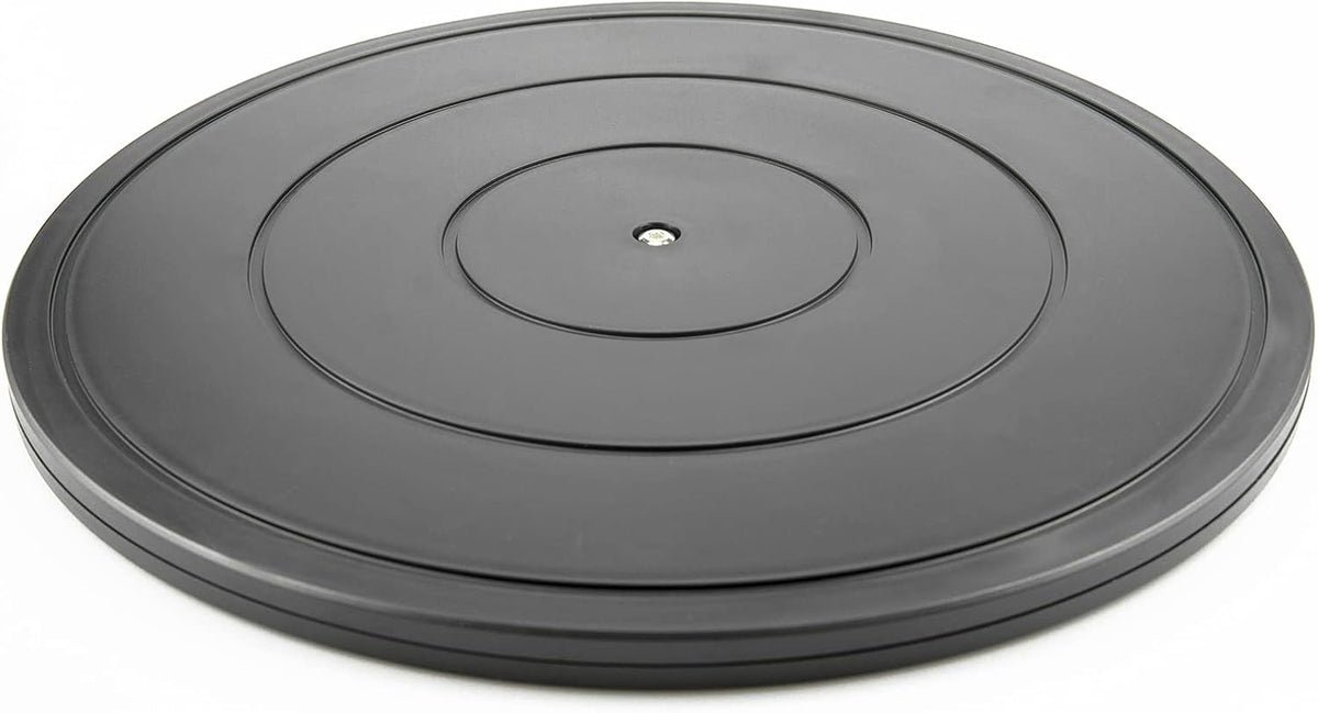 18Inch Lazy Susan Turntable - Heavy Duty Rotating Swivel Steel Ball Bearings - Flat Base Stand for TV/Computer/Monitor/Arts/Crafts/Bonsai/Christmas Tree/Cabinet Organizer(Plastic&Black)