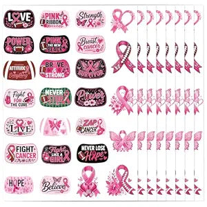 208 Pcs Pink Out Football Tattoos Breast Cancer Awareness Stickers