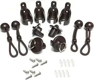 Set of 2 Replacement Shade Parts Bungee End Cap Kit Brown for Coolaroo Exterior Cordless Roller Shades Outdoor Blinds