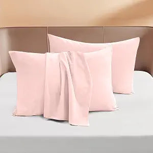 NORABLOOM Toddler Travel Pillowcases - 14 x 20 Inches - Zipper Closure Head Toddler Travel Pillow Case Set of 2 Egyptian Cotton 600 Thread Count Nursery Pillow Cases Fade Resistant - Pink