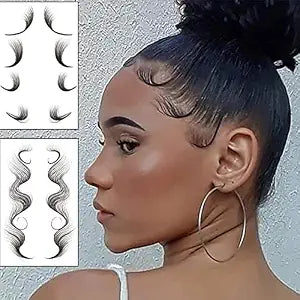 Fake Edges Baby Hair Temporary Tattoo Side Bang Stickers,2 Styles Popular Waterproof Fake Hair Fringe Edge Tattoo Stickers, Novelty Wig Natural Fashion Look Beauty Diy Hair Curler For Women Girls #2
