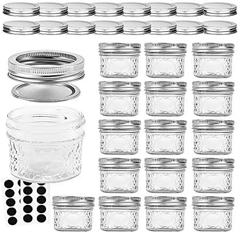 VERONES 16 PACK Mason Jars, 4 OZ Canning Jars With Regular Lids and Bands