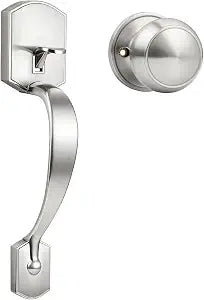 Probrico Brushed Nickel Entry Door Handleset, Front Door Handle with Interior Knob,Reversible Exterior Door Lever Set No Locking,1Pack