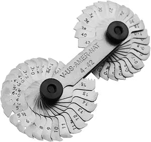 Grip US American National Thread Pitch Gauge MM & SAE Markings - Measures Counts from .25 to 5.5mm and 4 to 42 SAE - 60 Degree Thread Profiles and Locking Devices