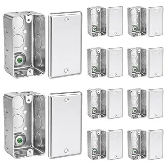 OHLECTRIC 4x2 Electrical Junction Box, Galvanized Steel, 10-Pack