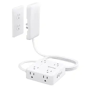 TROND 6FT Outlet Cover Extension Cord with 8 Outlet and 4 USB Ports