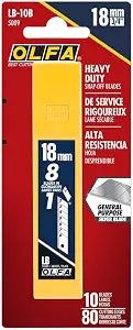 OLFA 18mm Heavy-Duty Snap-Off Blades (LB-10B) - Japanese Steel, 10 Blades