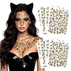 8 Sheets Leopard Temporary Tattoos Halloween Tattoo Sticker for Cosplay
