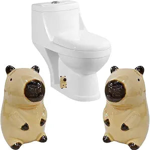 Cute Capybara Toilet Bolt Covers Decorative Tall Toilet Bolt Caps, Set of 2 Ceramic Toilet Screw Cover Caps, Toilet Caps for Bottom of Toilet for Bathroom Decor, Easy to install, Height 3.66in