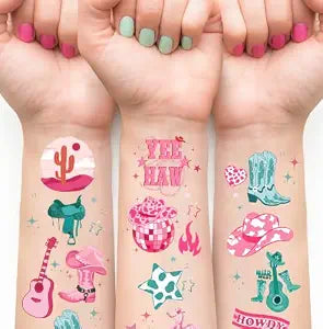 80Pcs Cowgirl Temporary Tattoos Turquoise Pink Western Fake Tattoo Stickers