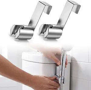 2 Pack Bidet Holder - Stainless Steel Bidet Sprayer Holder Hanging Bracket - Toilet Universal Bathroom Attachment for Home Hand Shower (Silver)