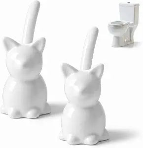 2Pcs Cat Shape Toilet Bolt Covers Caps, White Toilet Screw Covers Decorative, Ceramic ToiletBolt Caps Easy Installation Replacement Parts Decorative Bathroom Accessory