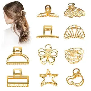 Gold Hair Clips for Women, 10 Pcs Small Gold Claw Clips for Women and Girls, Mini Metal Hair Accessories