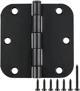 TDCHINGES 3.5 Inch Matte Black Door Hinges 3 1/2" 5/8" Radius Flat 30 Pack