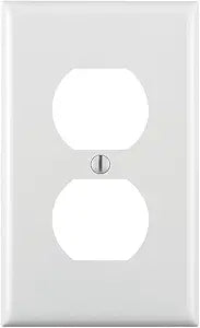 Leviton 1-Gang Duplex Device Receptacle Wallplate, Standard Size, Thermoplastic Nylon, Device Mount, 1 Pack, 80703-W, White