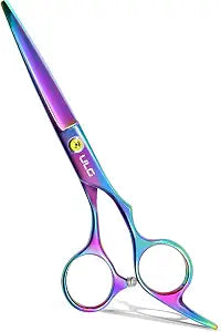 Hair Cutting Scissors, ULG Professional Hair Scissors 6.5 inch Right-Hand Razor Edge Barber Shears Salon Hair Cutting Shears Made of Japanese Stainless Steel, Hand Sharpened Rainbow