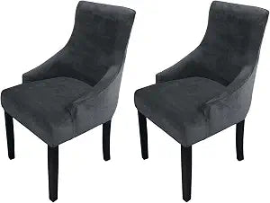 Stretch Velvet Wingback Dining Chair Covers Soft Wingback Chair Cover, 2PCS