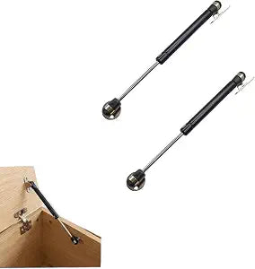 2 Pack Soft Close Toy Box Hinges - 100N/22Lbs Gas Strut Safety Hinges, Round, Arched & Flat Lids, Cabinet(Black)