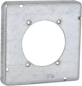 RACO 888 1/2-Inch Raised Square Cover with (1) 2.62-Inch Diameter 30-50 Amp Receptacle, 4-11/16-Inch