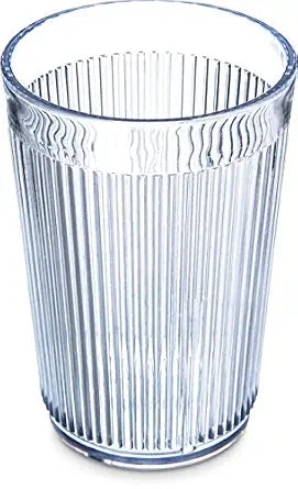 Carlisle FoodService Products Crystalon Stack-All Stackable Tumbler Plastic Tumbler with Ribbed Texture for Restaurants, Catering, Kitchens, Plastic, 8.4 Ounces, Clear