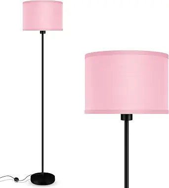 AUQUEE Pink Floor Lamp for Girls Room, Standing Lamp, 59" Tall Floor Lamps with Pink Lampshade, Foot Switch, Simple Corner Pole Lamp for Kids Room, Bedroom, Living Rooms, Office(NO Bulb, E26 Base)