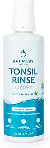 Everest Mouth Wash & Tonsil Stone Remover ��� Natural Mouthwash or Oral Rinse Liquid to Help Soothe Tonsils, Bad Breath, & Relieve Dry Mouth - Alcohol Free Treatment (17 fl oz, Light Spearmint)